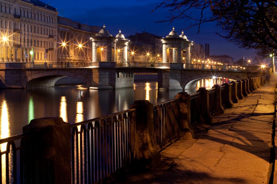 Вечерний мост Ломоносова - интерьерная фотокартина