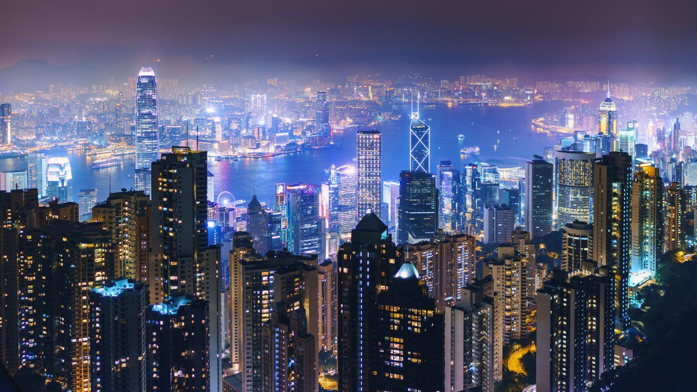 Ночной Гонконг - интерьерная фотокартина