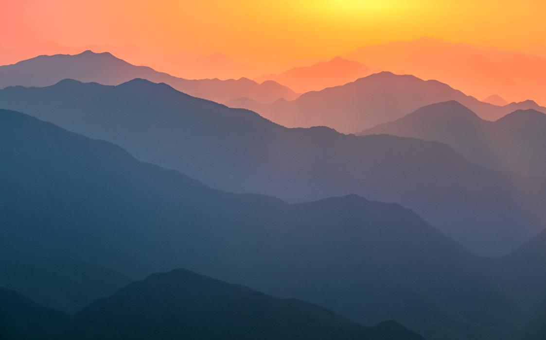 Закат в горах Хуаншань - интерьерная фотокартина