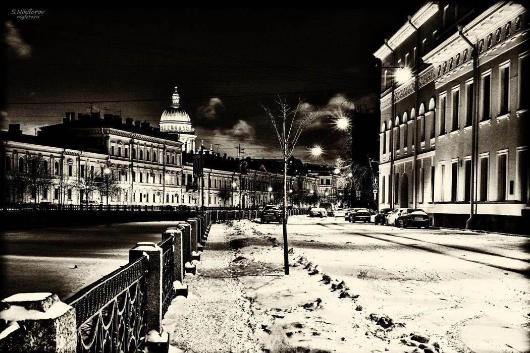 Набережная Мойки, зимний вечер - интерьерная фотокартина