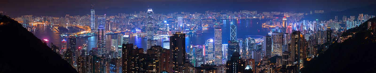 Ночной Гонконг. Панорама - интерьерная фотокартина